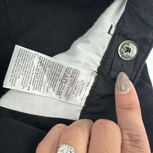 Old Navy Boys Straight Leg FLEX Black Chino Pants Size 12 Husky Cotton - Picture 7 of 11